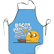 Resim 1 adet "Macera Zamanı" Pastırma Pankek Yapma Önlüğü - Yetişkin Boyu, Kolsuz, Açık Mavi Karikatür Karakter Baskılı, Dayanıklı Polyester, Evde Yemek Yapmak & Mutfak Eğlencesi için Kolay Bakım 