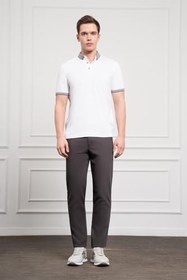 Resim Morven Erkek Beyaz Trend Merserize Düz Düğmeli Yaka Dynamic Fit T-Shirt 