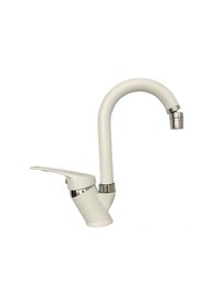 Resim Beyaz Mix Lavabo Mutfak Bataryası Oynar Başlıklı Garantili Musluk Aç Kapa Kollu Beyaz 