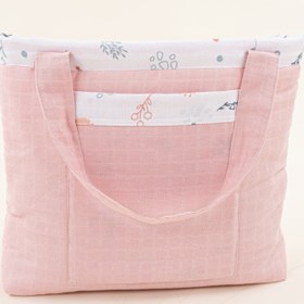 Resim Bebek Bakım Çantası - Pudra Muslin - Yeşil Çiçekler 