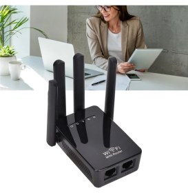 Resim Gaman Siyah 4 Antenli 300MBPS Wifi Menzil Genişletici Tekrarlayıcı 360° Sinyal Kapsamı Hızlı Kurulum 