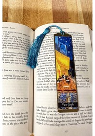 Resim Sanatsal Tablo Temalı Metal Kitap Ayracı Van Gogh-kafe Terasta Gece 