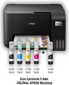 Resim EPSON A4 Renkli L3250 Yazıcı Tarayıcı Fotokopi Usb 2.0,kablosuz Tanklı+ Siyah Mürekkep hediye 