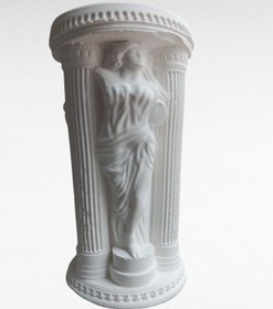 Resim Antik Sütun Heykel Şamdan, Obje, El Yapımı, Ev Dekoru, Masa Dekoru Beyaz 