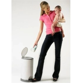 Resim Bebek Bezi Çöp Kovası, Beyaz ve Gri, Kokusuz, Temiz ve Pratik Kullanım 