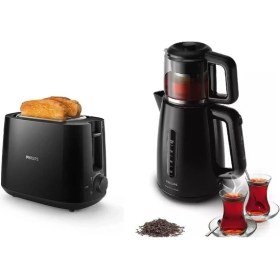 Resim Iki Parça Set Büyük Boy Çay ve Ekmek Kızartma Makinesi Beyaz 