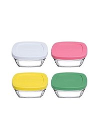 Resim Paşabahçe Kapaklı Cam Saklama Kabı 4'lü Kahvaltılık 11cm.96840 