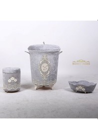 Resim Exclusive Gri 6 Prç Banyo Kirli Çamaşır Sepeti Ve Paspas Seti Gri 