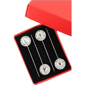 Resim 4 Lü Oval Ekru Taşlı Eşarp İğnesi. Şal İğnesi. Türban İğnesi. Başörtü İğnesi. Eşarp Ve Şal İğnesi. Gümüş 