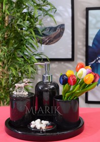 Resim MIARIK DESIGN & DEKORASYON Dekoratif Mermer 5 Li Geyik Detaylı Banyo Seti Takımı 