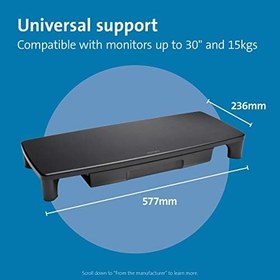 Resim Kensington SmartFit Monitör Standı, Çekmeceli, 55 x 7 x 24 cm, Siyah 