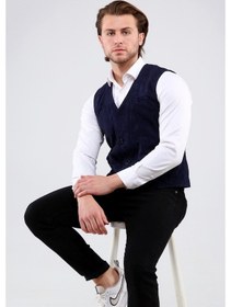 Resim Erkek Hakiki Deri Süet Yelek (545234831) 