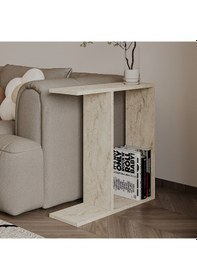 Resim Lotus Modern Yan Sehpa Kitaplıklı Ve Dekoratif Tasarım Traverten Desen 