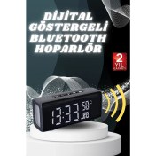 Resim Techno Stock Dijital Göstergeli Bluetooth Hoparlör Speaker Taşınabilir Kancalı Saat Göstergeli 