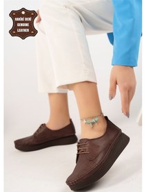 Resim Elit Mn83c Kadın Hakiki Deri Espadril Kahverengi Kahverengi 