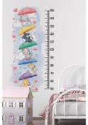 Resim Sevimli Kedilerle Süslü Boy Cetveli Sticker, Çocuk Bebek Odası Boy Ölçer Sticker Dijital Baskı 