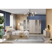 Resim Paris Yatak Odası-mdf-kum Beji-6 Kapaklı Ve Aynalı-bazasız Traversli 