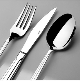 Resim Nehir Milano Sade 12 Kişilik 89 Parça Kutulu Çatal Kaşık Bıçak Takımı Gri 