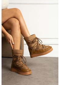Resim Shoetek Leonya Kadın Bot Bağcıklı Kar Botu Paraşüt Kumaş Taba Taba 