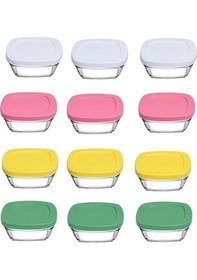 Resim Paşabahçe Kapaklı Cam Saklama Kabı 12 Li Kahvaltılık 310cc. 96840 
