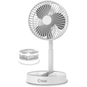 Resim Kivi Kfan-7608 Şarjlı Beyaz Ayarlanılabilir Mini Fan Masa Üstü Vantilatörü Usb Soğutucu Sessiz El Fanı 