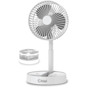 Resim Kivi Kfan-7608 Şarjlı Beyaz Ayarlanılabilir Mini Fan Masa Üstü Vantilatörü Usb Soğutucu Sessiz El Fanı 