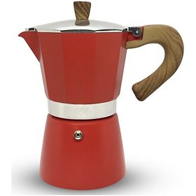 Resim Horecamark Aluminyum Moka Pot 6 Kupa Kırmızı 6 Cups Moka Pot 