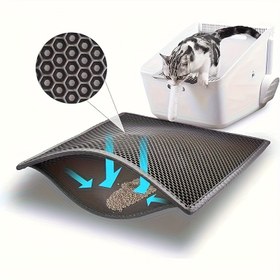 Resim Ekstra Büyük EVA Kedi Kumu Matı Anti-Channel Tasarımı ile - Çift Katmanlı Filtre, Dayanıklı ve Kolay Temizlenebilir Pet Atık Kontrol Ped'i Büyük Irklar için, Kolay Temizlenebilir Kedi Kumu Kutusu, Pet Atık Yönetimi, Verimli Atık Yönetimi 