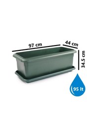 Resim Omnipazar So-v693 Tabaklı Villa Bahçe Saksı Takımı 95 Litre No 3 Yeşil 