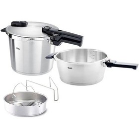 Resim Fissler Vitaquick Premium Mat 8+4 Litre Düdüklü Tencere + Buharda Pişirme Aparatı Inox 