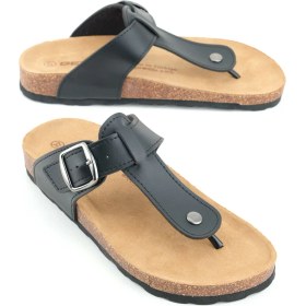 Resim Gezer Kadın Yazlık Parmak Arası Suni Deri Mantar Taban Tek Toka Ayarlanabilir Rahat Taban Günlük Terlik 