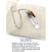 Resim OSMANLI DEĞERLİ TAŞ Sertifikalı Selenit Çakra Gümüş Zincirli Kolye Ucu 