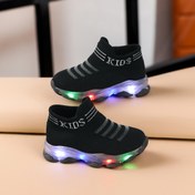 Resim 2025 Erkek ve Kız Çocukları için Yeni Moda Işıklı Sneakerlar - Bebekler ve Küçük Çocuklar için Kaymaz Kahverengi Geometrik Desenli Yürüyüş Ayakkabıları 