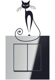 Resim nehay shop Kedi Priz özel yeni sticker Priz Kedi özel yeni sticker Set Siyah Etiket Duvar özel yeni sticker 