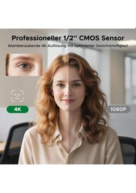Resim 1/2" Sensörlü Ugreen Finecam Pro 4k Web Kamerası, Aı Çerçeveleme, Aı Hareket Kontrolü, 7 Filtre Seçeneği, Aı Gürültü Azaltma, Pdaf Otomatik Odaklama, Canlı Yayın İçin Pc Kamerası, Video Konferans, Yakınlaştırma, Switch 2 