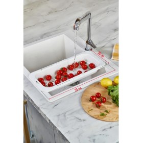 Resim Depa Lavoba Içi Sürgülü Açılır Kapanır Sebze Meyve Süzgeci Beyaz (Açık 38,5 Cm Kapalı 34,50 Cm ) 
