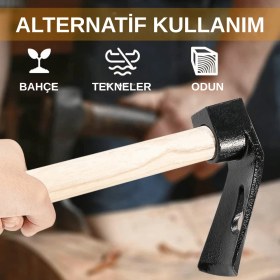 Resim Beylini Çelik Keser Ekonomik Dayanıklı Odun Bahçe Ot Çift Yönlü Ahşap Ergonomik Saplı Profesyonel 