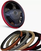 Resim Geçmeli Direksiyon Kılıfı Hasır Örgülü Oto Yeni Model Direksiyon Kılıfı Bordo 37-38cm 