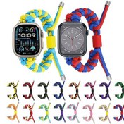 Resim Sones iOS Uyumlu Watch Se 2022 40mm Paracord Balık Kuyruğu Örgülü Silikon Boncuklu Saat Kordonu 