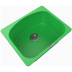 Resim Polex Cristalüx Granit Evye P-OL60 Yeşil Tezgah Altı Ve Tezgah Üstü Kare Mutfak Evyesi 60x49.5 CM 