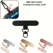 Resim Geliştirilmiş 360° Dönebilen Paslanmaz Çelik Cep Telefonu Askı Bağlantısı, Ultra İnce Metal Klips, Güvenli Bilek Kayışı Asma Aksesuarları, Cep Telefonu Kılıfları İçin Uygun 