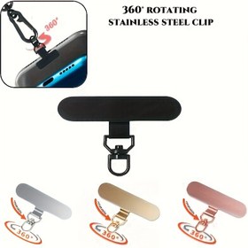 Resim Geliştirilmiş 360° Dönebilen Paslanmaz Çelik Cep Telefonu Askı Bağlantısı, Ultra İnce Metal Klips, Güvenli Bilek Kayışı Asma Aksesuarları, Cep Telefonu Kılıfları İçin Uygun 