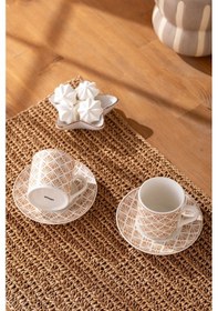 Resim Emsan Wavy New Bone 2 Kişilik Kahve Fincan Takımı 90 ML Bej 