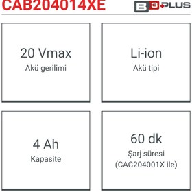 Resim Crown Akü 20v 4.0 Ah Cab204014xe | Yedek Batarya 20 Volt 4.0 Ah Li-ion Yedek Akü 