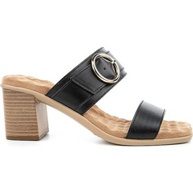 Resim Muya Koza Anatomik Taban Topuk Dikeni Kadın Terlik Siyah 