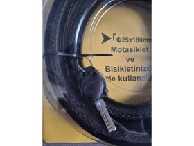 Resim Tudor MTD-326 Çelik Kalın Motosiklet ve Bisiklet Kilidi Φ25X180MM – Anahtarlı Güvenlik Kilidi 