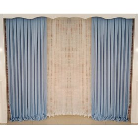 Resim Bebe Mavisi Renk Fon Kadife Perde Çift Kanat 1/3 Sık Pileli Dikim V-32 Bebek Mavisi 