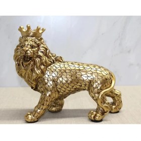 Resim Polyester Dekoratif Taçlı Aslan Figürü ALK2576 