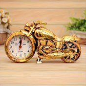 Resim Dijital Ekranlı Altın Motosiklet Şeklinde Alarm Saati - Şık Yatak Dekoru, Pil ile Çalışır (AA Dahil Değil), Motosiklet Dekoru 