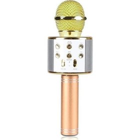 Resim Pazariz Profesyonel Bluetoothlu Karaoke Mikrofon - Aux Sdcard - Gold 